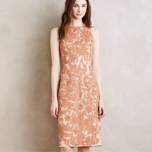 Pankaj & Nidhi Penelope Rose Floral Applique sheath dress size 4